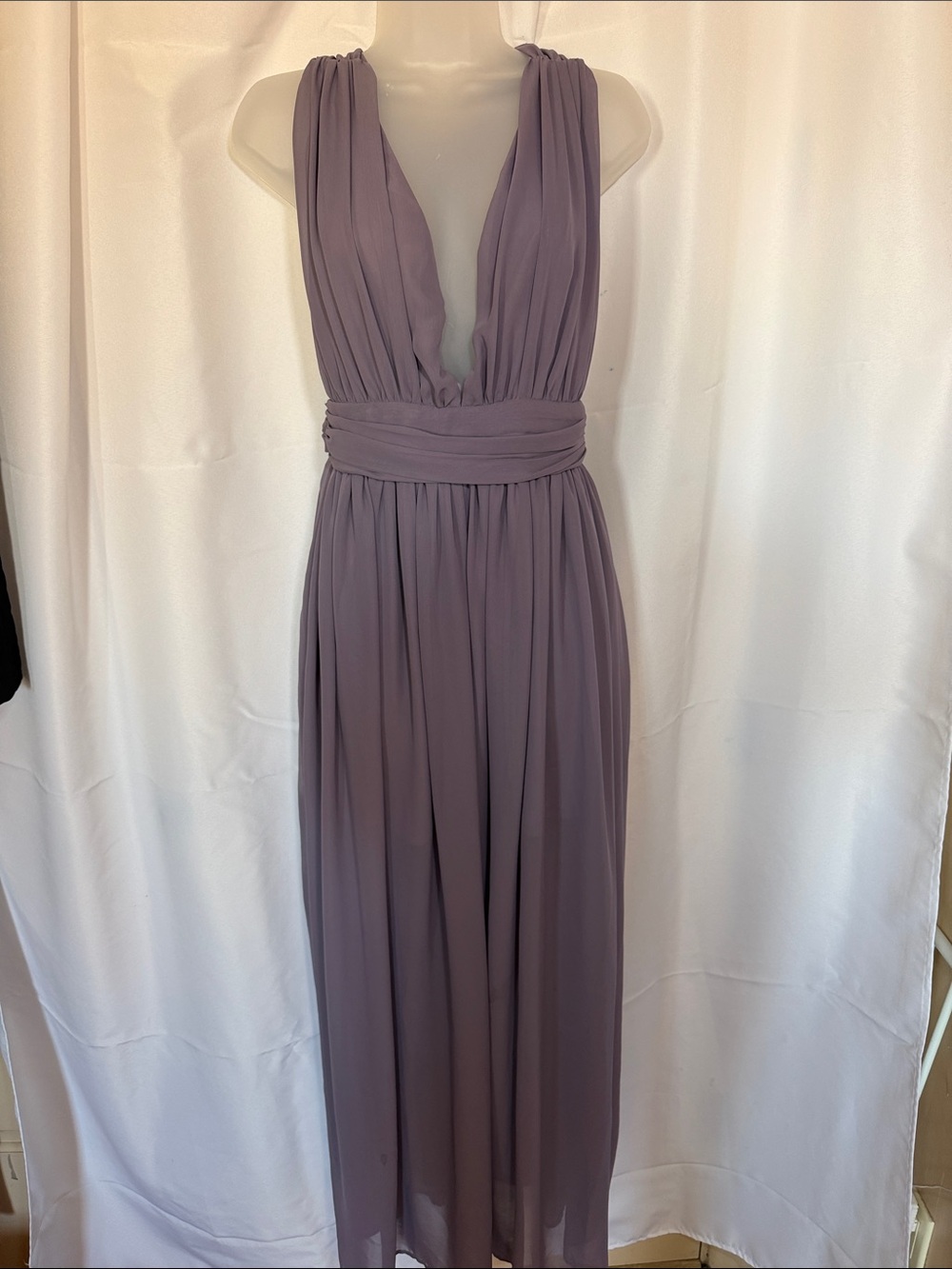 Mind Code Lavender V-Neck crossback chiffon Maxi Dress NWT Size M